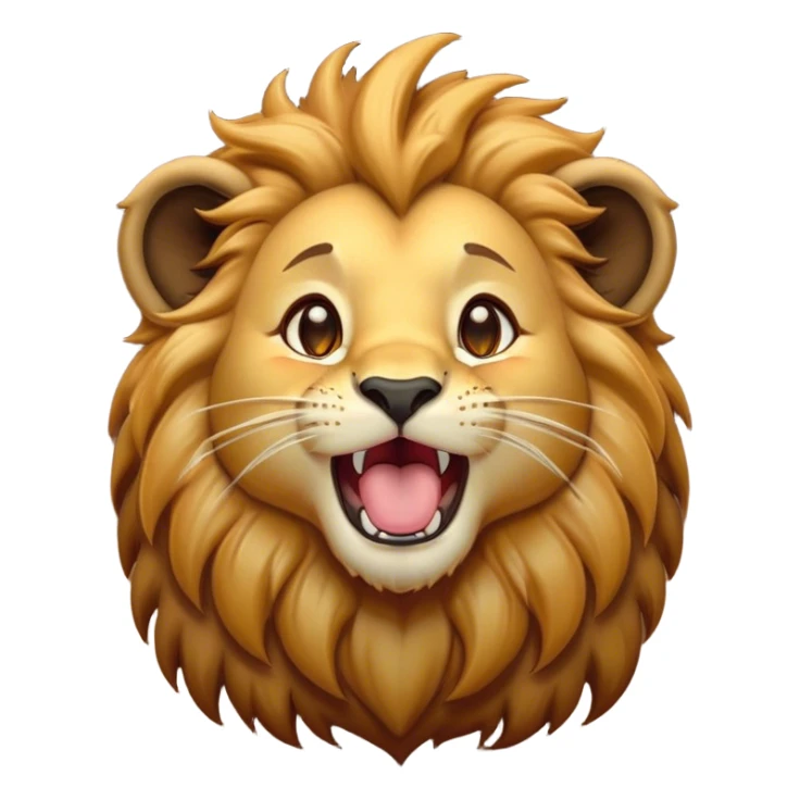 Cinematic Cute Yawning Lion Cub Portrait Emoji, Head tilted slightly with a dramatic, wide-open yawn, showcasing a soft, downy tawny Fur with a majestic mane, floppy ears slightly drooping, round amber eyes barely open in drowsy contentment, Simplified yet irresistibly adorable features, highly detailed, glowing with a soft, cozy glow, high shine, relaxed yet expressive, stylized with a touch of savannah whimsy, bright and endearing, soft glowing outline, capturing the essence of a sleepy yet affectionate Lion Cub, so drowsy it feels like it could stretch out of the screen and curl up for a nap! sticker