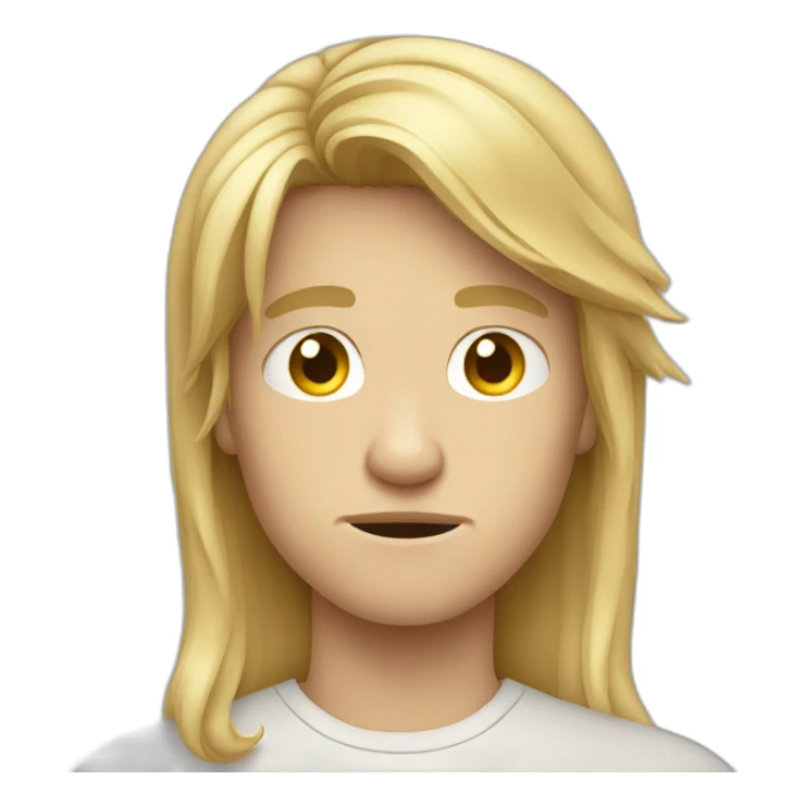 Frowning teen-ager boy with long blond hair sticker