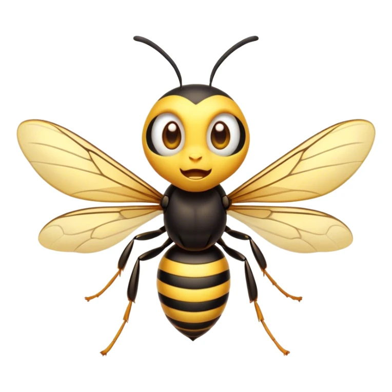 Cinematic Cheeky Wasp Portrait Emoji, Head tilted dramatically with an exaggeratedly shocked expression, featuring a slender, sharply striped body with wide, comically expressive eyes full of playful disbelief and animated, fluttering wings, Simplified yet hilariously expressive features, highly detailed, glowing with a slightly sassy glow, high shine, dramatic yet playful, stylized with an air of cheeky insect mischief, soft glowing outline, capturing the essence of a meme-worthy wasp that looks ready to buzz its way into viral fame! sticker