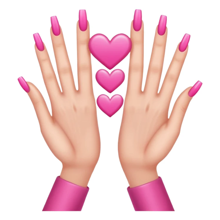 hands with long pink nails doing a hand heart like this 🫶🏼 sticker