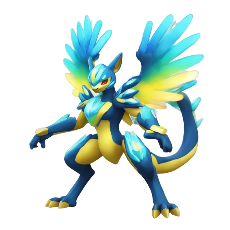 Celestial Powerful Shiny-Crystallic Colorful Vibrant Colors Flying Advanced Zeraora-Aurorus-Fakémon-Legendary-Pokémon-Creature Full Body sticker