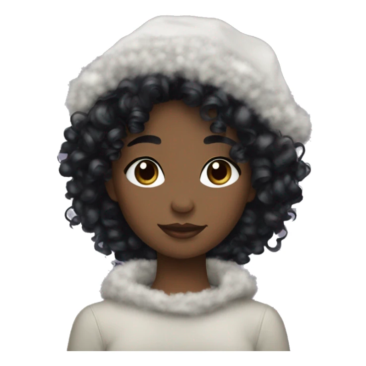 Black colored curly hair girl winter aesthetic  sticker