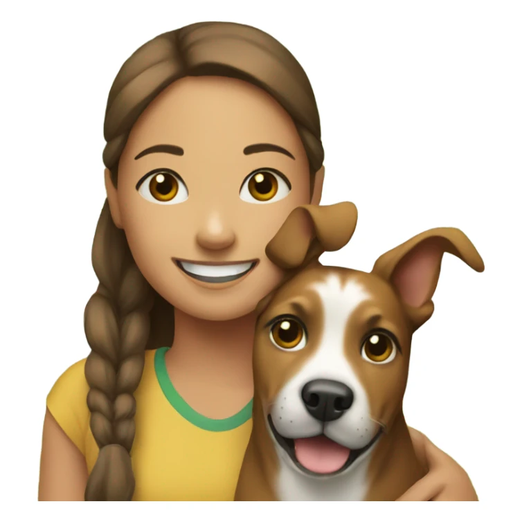 smiling girl with dog outdoors sticker