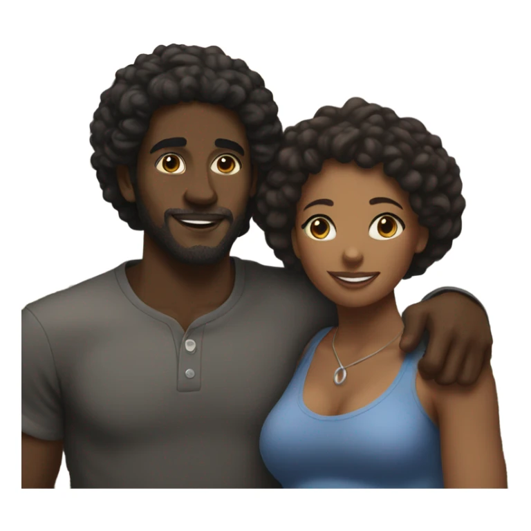 outdoor hug between black man and black woman  sticker
