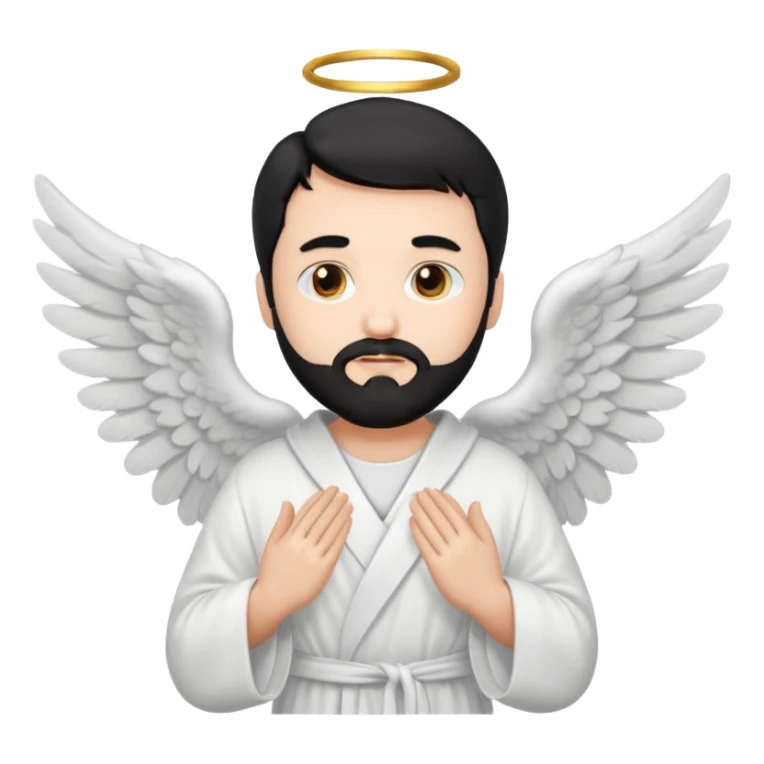  black hair, white bearded man angel sticker