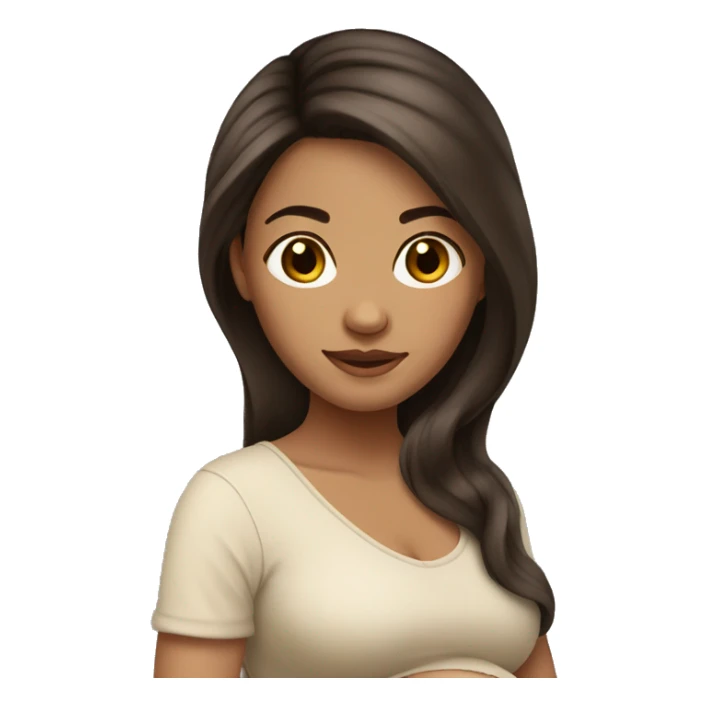 Pregnant long dark hair light brown tan skin sticker