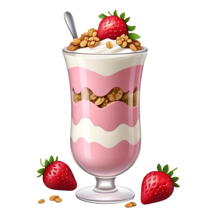 Parfait of strawberry yogurt with granola and berries  sticker