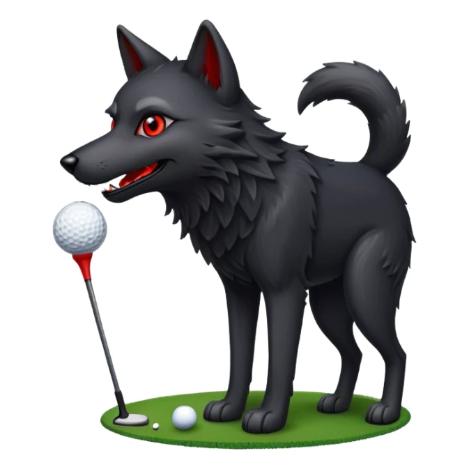 A  Black wolf , red eyes, howling at golf ball
 sticker