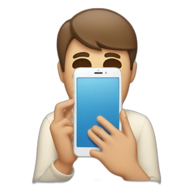 exasperated person holding a phone vertically in front of their face sticker