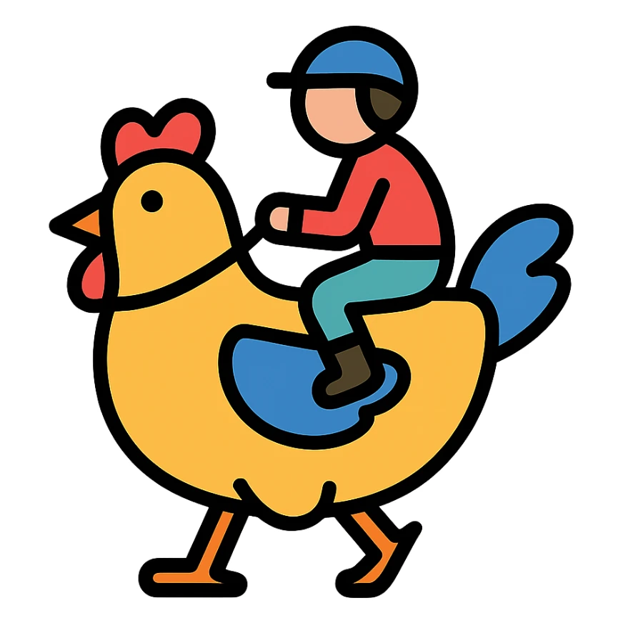 color outline icon of a chicken jockey sticker