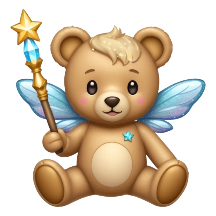 Fairy glitter teddy with wand  sticker