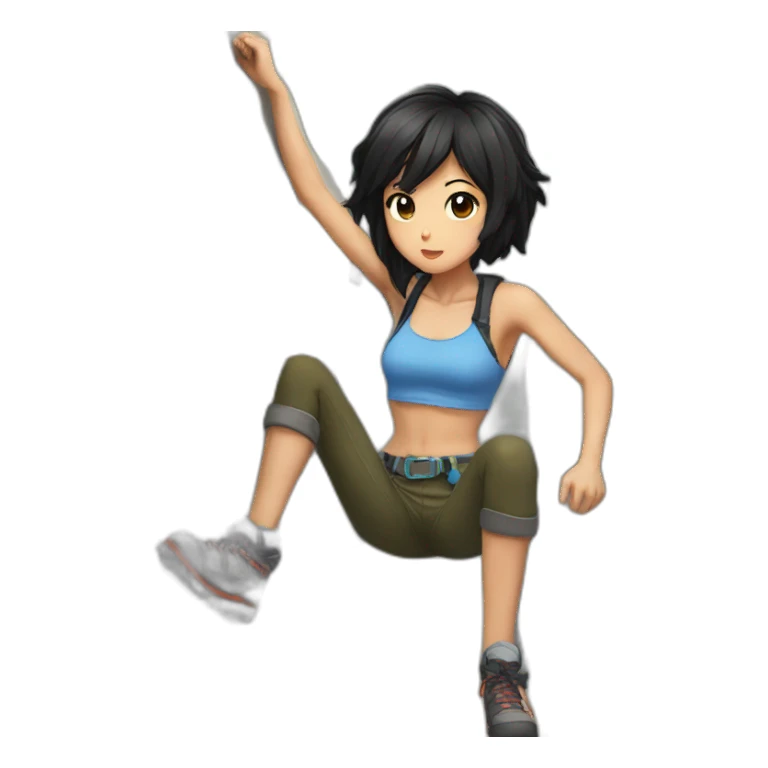 rock climbing anime girl black hair sticker