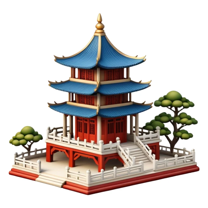 Miniature Chinese pavilion with elegant details sticker