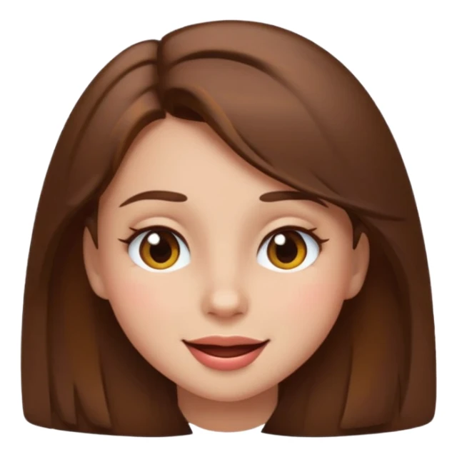 girl with brown hair and brown eyes, winking, emoji style sticker