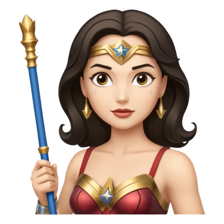 Wonder Woman holding white orchestra conductor’s baton sticker