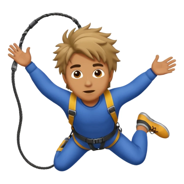 bungee jumping man face only with flying hair sticker