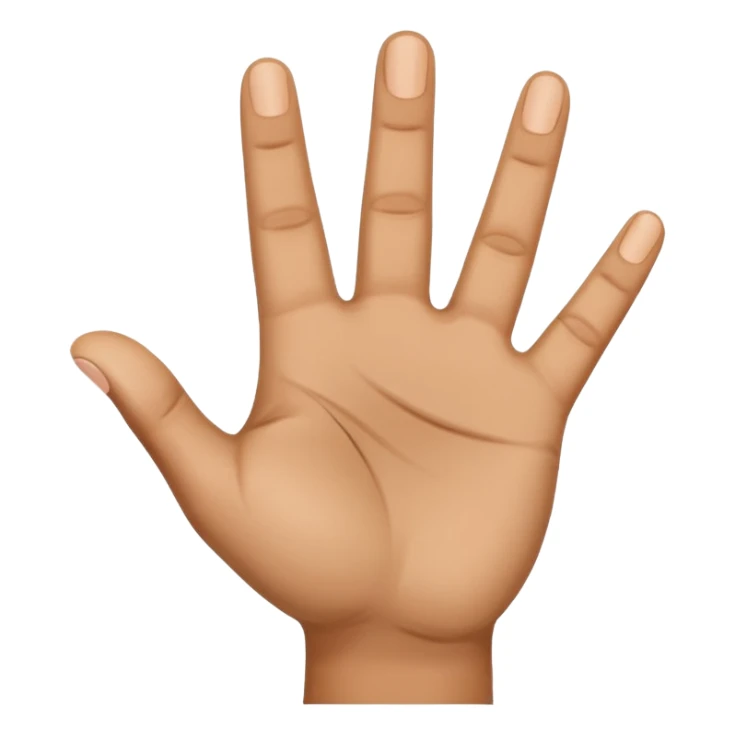 an open hand, palm visible, thumb bent towards the palm, other 4 fingers raised, representing the number 4 sticker