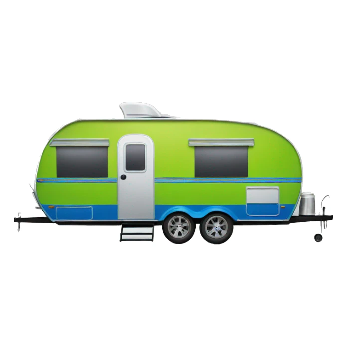 Realistic lime green and blue camping travel trailer isolated.  sticker
