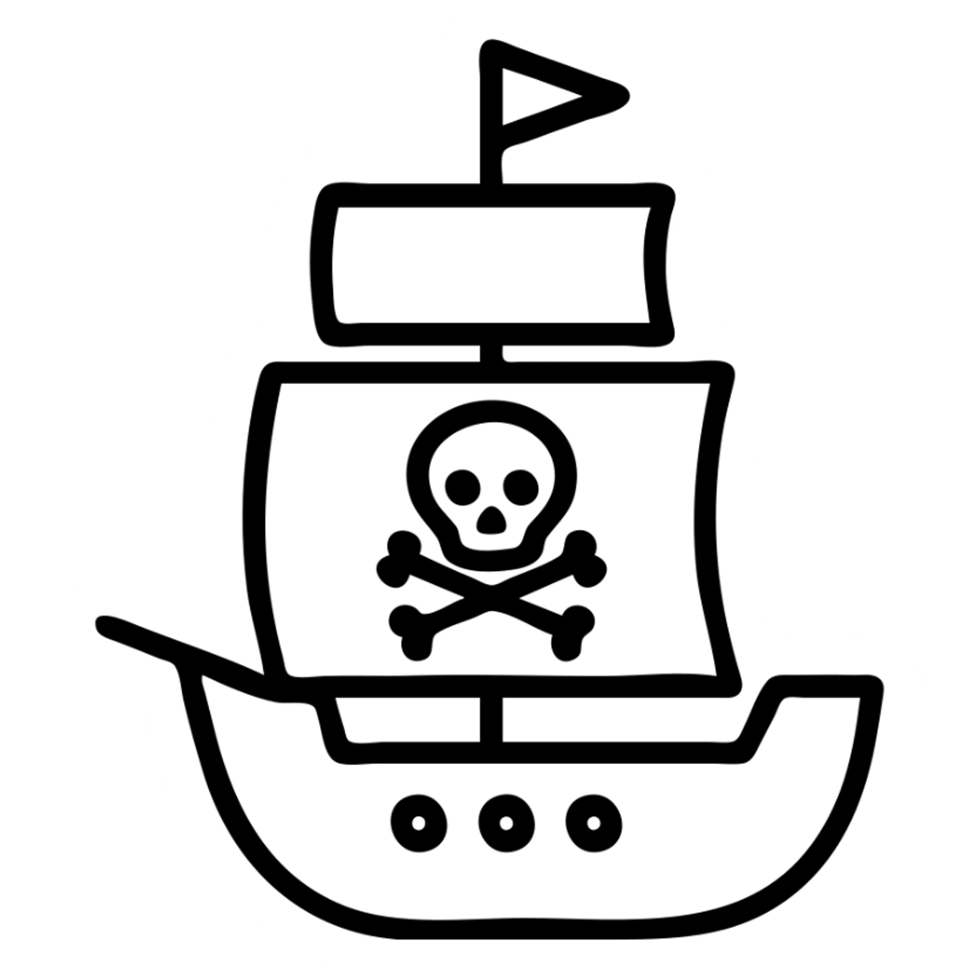 pirate ship outlined icon sticker