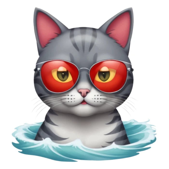 a bad kitty on the waves. make the cat look devlishish with a pair of ray bans on sticker