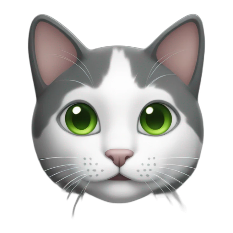 Dark Grey and white cat with big ears and green eyes sticker
