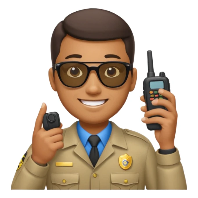 school security, sun glasses, holding walkie-talkie sticker
