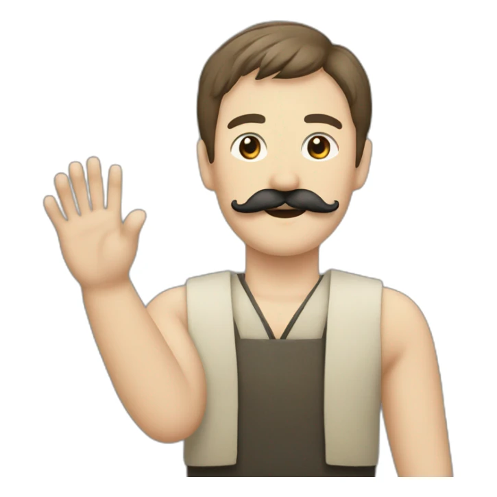 german man, mustache, japanese manji, arm in the air sticker