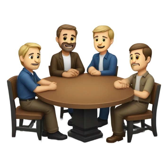 6 Caucasian men sitting at a round table sticker