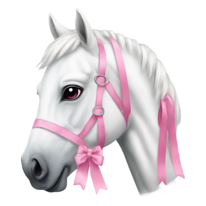 A beautiful white horse with a minimalistic pink bow sticker