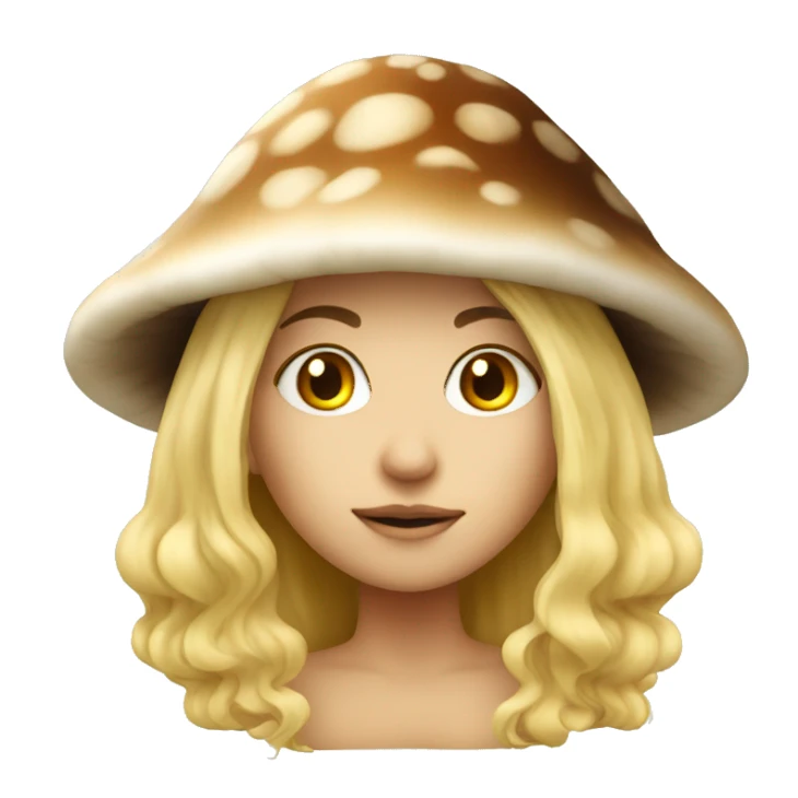 mysterious blonde girl with mushroom hat sticker