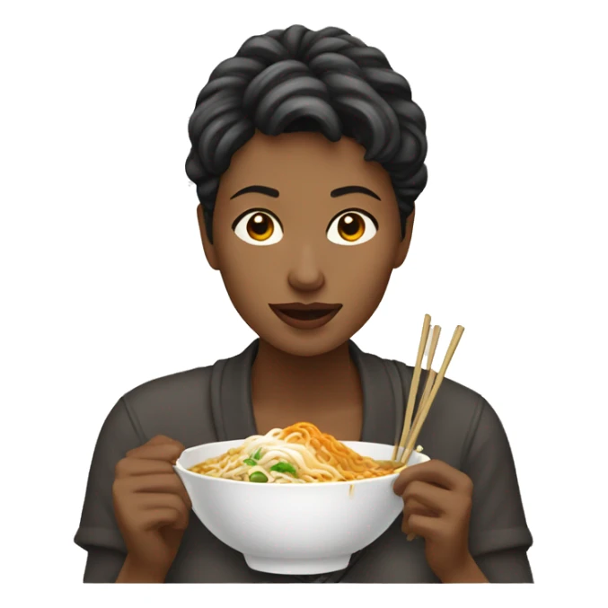 lady eating ramen sticker