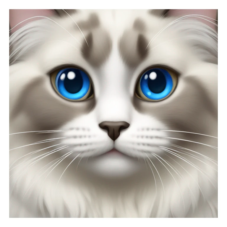 ragdoll cat, grey center face, blue eyes, sticker