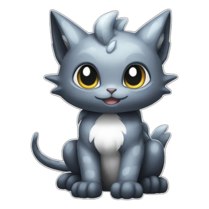 Sitting-Black-and-White-face-cat-dragon-type-pokemon sticker
