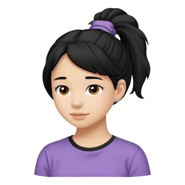 Teen girl with scrunchie ponytail black hair sticker