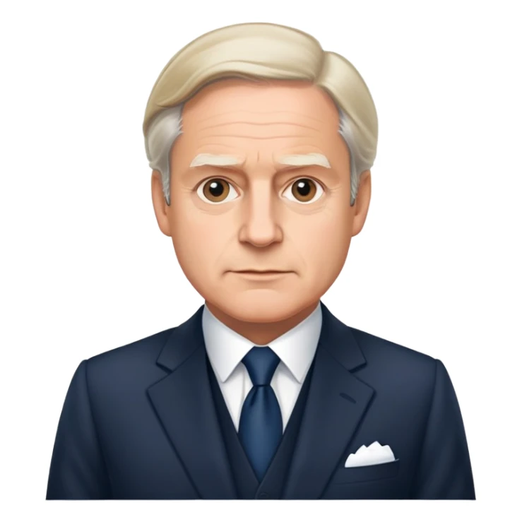 British prime minister wearing a formal suit with a confident expression sticker