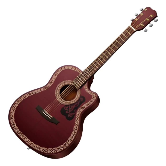 dark maroon acoustic guitar with lace black details sticker