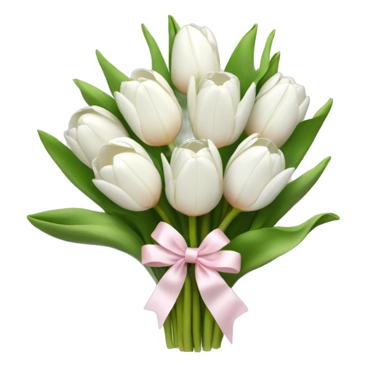 White tulips bouquet with light pink bow  sticker