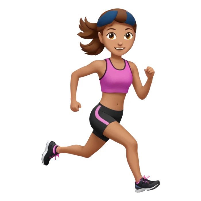 workout girl with brown hair, running, activewear, emoji style sticker