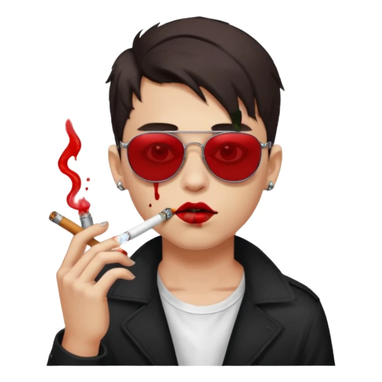 boy with piercing sunglasses blood smoking cigarette sticker