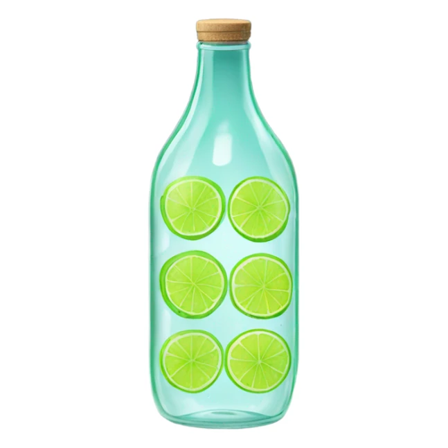Multiple Vibrant lime slices still floating on glass bottle with water  sticker