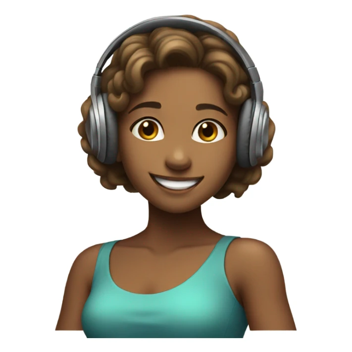 Girl wearing headphones jamming to music  sticker