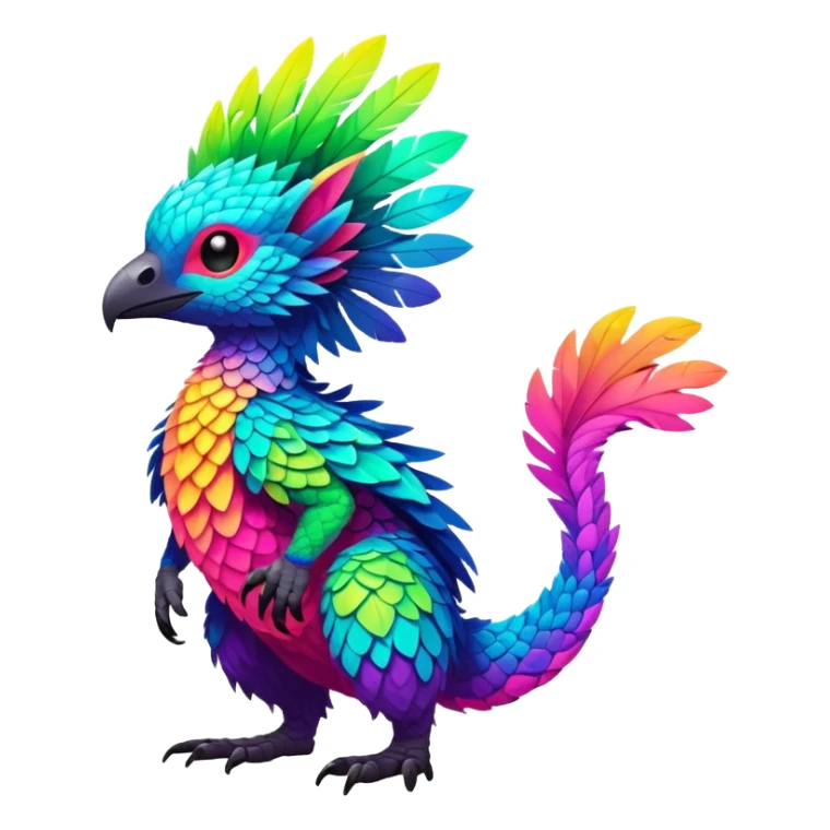 Exotic vibrant lush neon-colored Fakémon-Trico-creature (full body) sticker