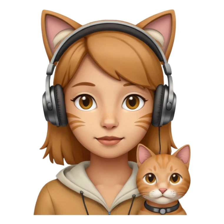 Light brown woman with cat headphones  sticker