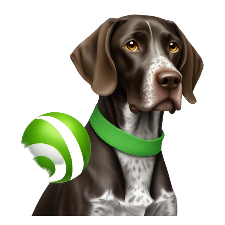 german shorthaired pointer with green ball in month  sticker