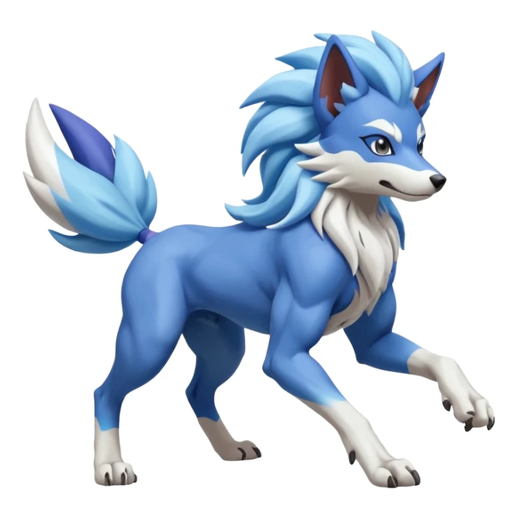 Lycanroc-Suicune-Fakémon-hybrid-creature (full body)  sticker
