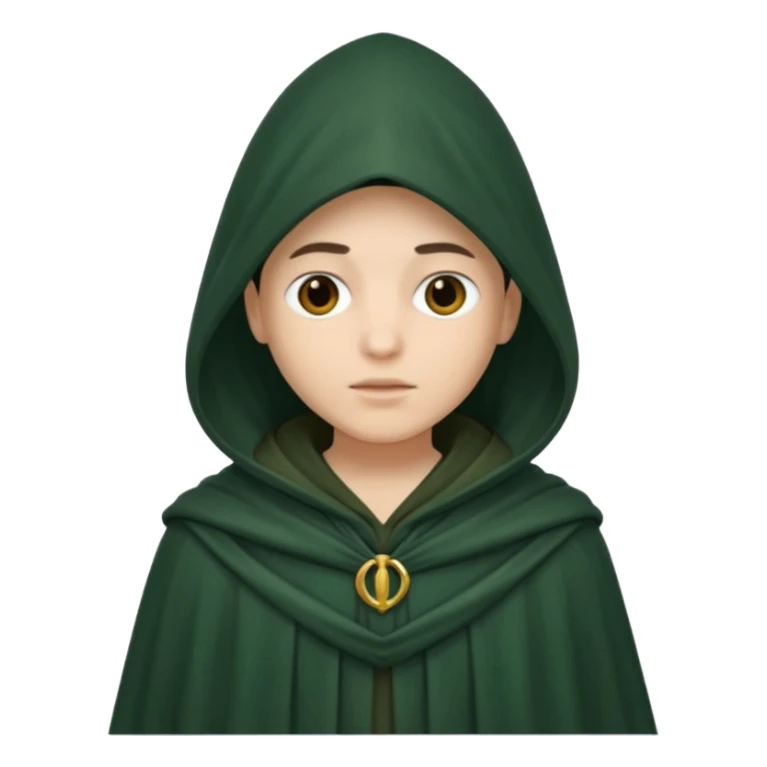 person in hooded dark green cloak sticker
