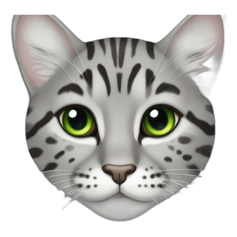 Gray tabby with Green eyes and blue leopard print collar sticker