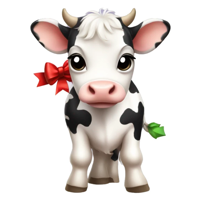 cute baby cow with a christmas bow sticker