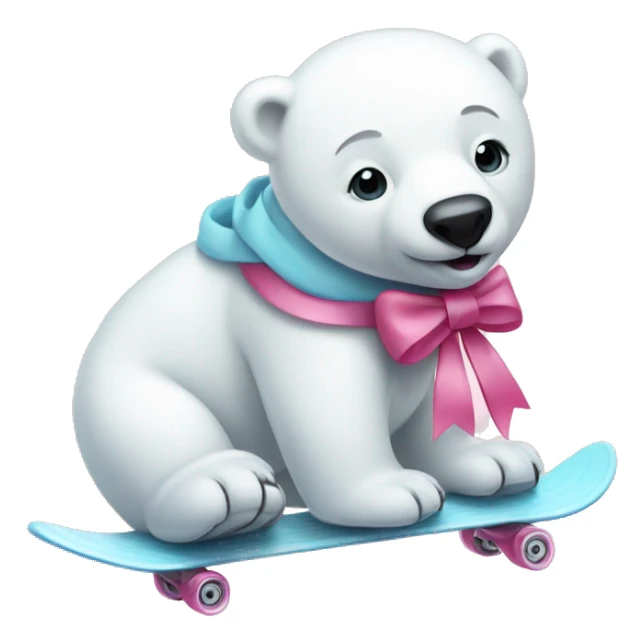 Polar bear with a pink bow and ice skates  sticker