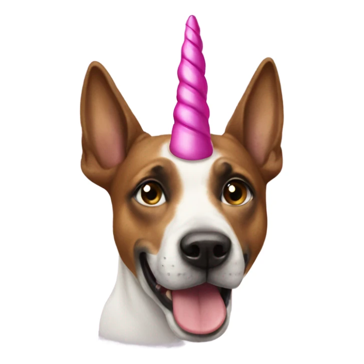 Dog with a unicorn horn sticker